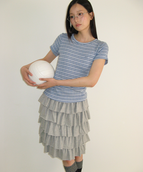STRIPE SLIM FIT SHORT SLEEVE SOFT BLUE