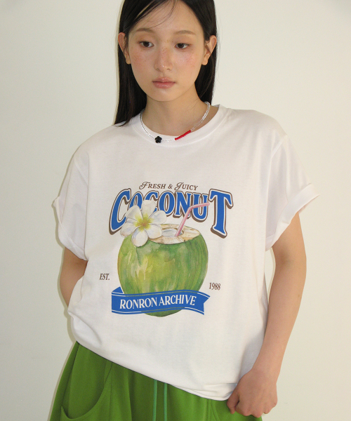 VINTAGE COCONUT BASIC FIT T SHIRT WHITE