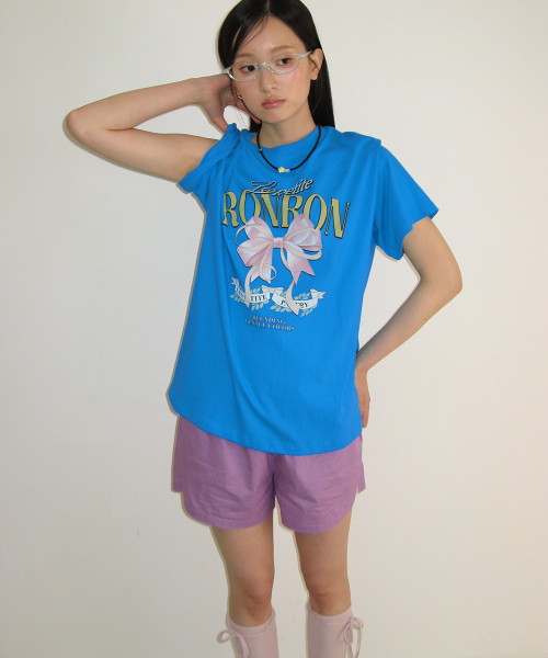 VINTAGE DOUBLE RIBBON BASIC FIT T SHIRT BLUE