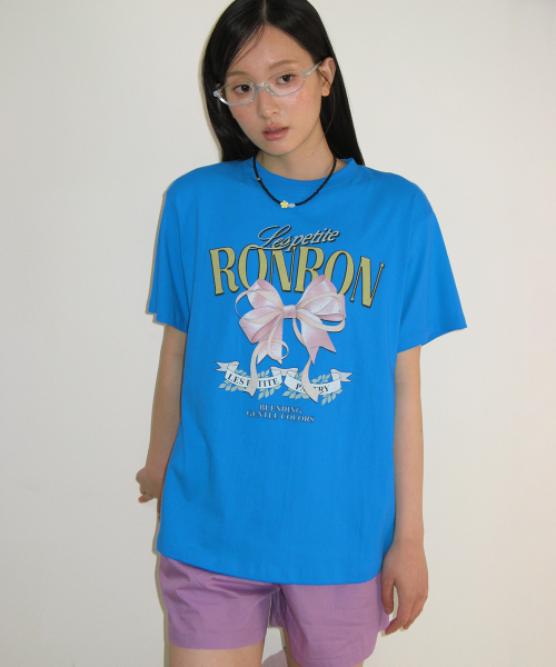 VINTAGE DOUBLE RIBBON BASIC FIT T SHIRT BLUE