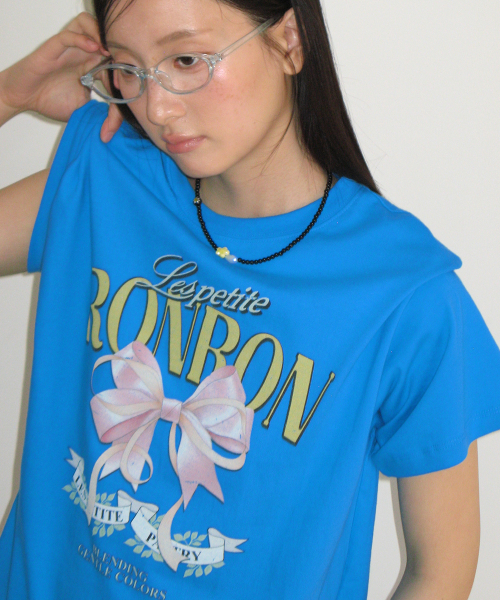 VINTAGE DOUBLE RIBBON BASIC FIT T SHIRT BLUE
