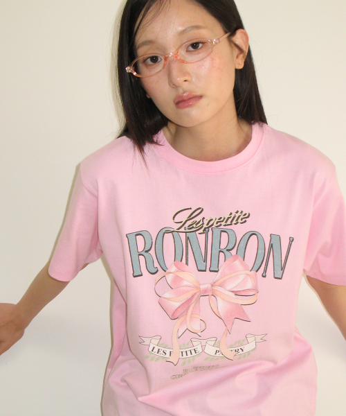VINTAGE DOUBLE RIBBON BASIC FIT T SHIRT PINK