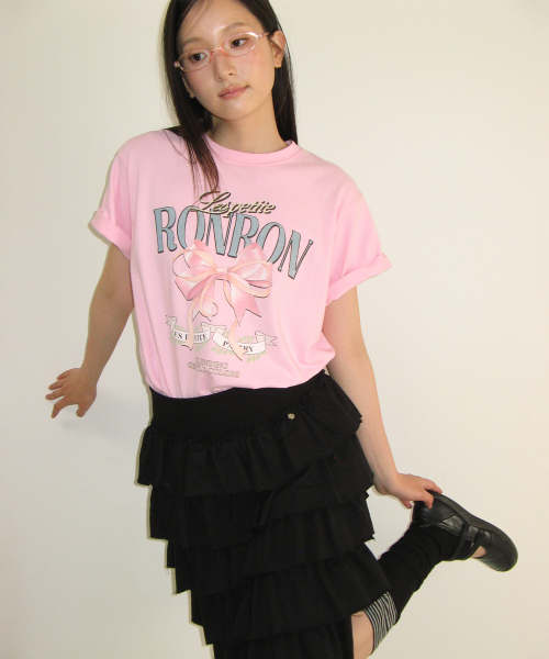 VINTAGE DOUBLE RIBBON BASIC FIT T SHIRT PINK