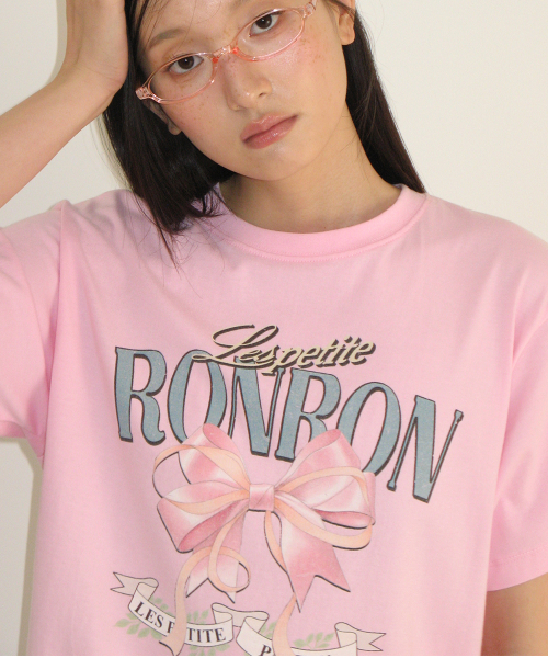 VINTAGE DOUBLE RIBBON BASIC FIT T SHIRT PINK