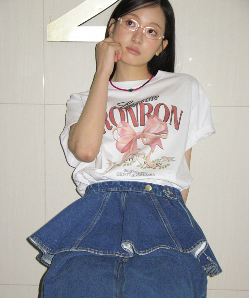 VINTAGE DOUBLE RIBBON BASIC FIT T SHIRT WHITE