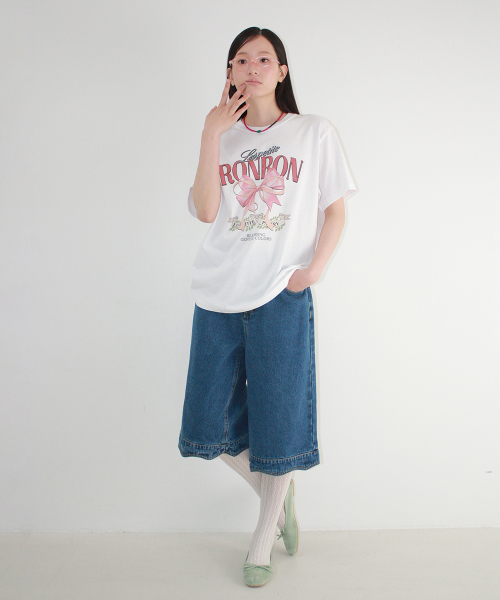 VINTAGE DOUBLE RIBBON BASIC FIT T SHIRT WHITE