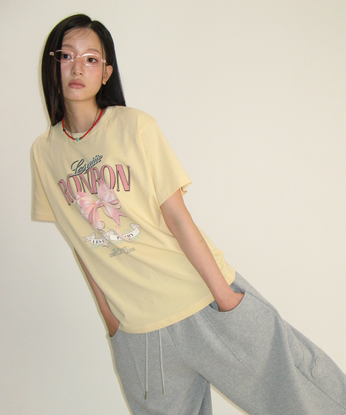 VINTAGE DOUBLE RIBBON BASIC FIT T SHIRT YELLOW