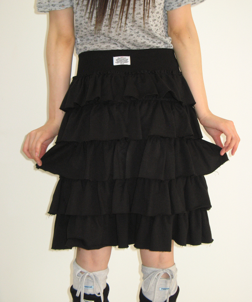 CANCAN TIERED MIDI SKIRT BLACK