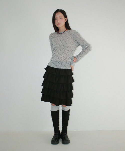 CANCAN TIERED MIDI SKIRT BLACK