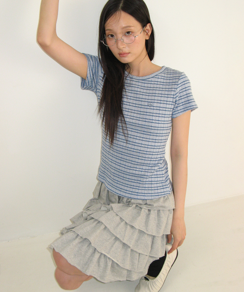 CANCAN TIERED MIDI SKIRT GREY