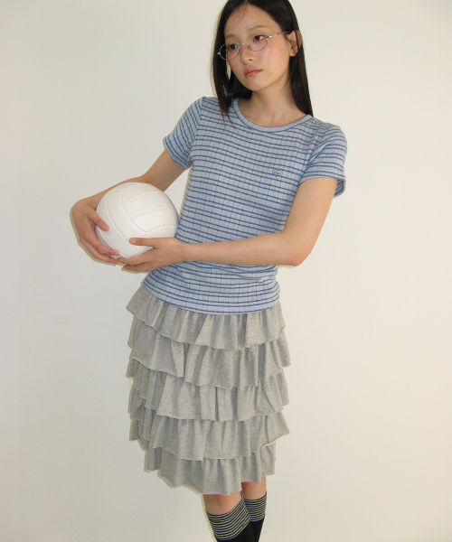 CANCAN TIERED MIDI SKIRT GREY