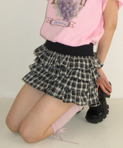 CHECK CANCAN PANTSKIRT NAVY