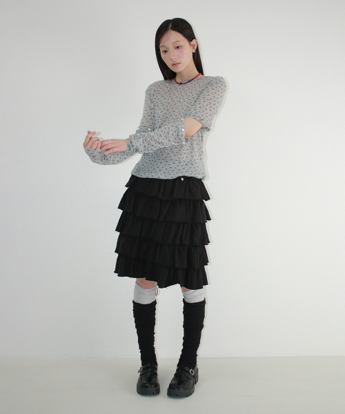 LOGO STRING KNEE SOCKS BLACK