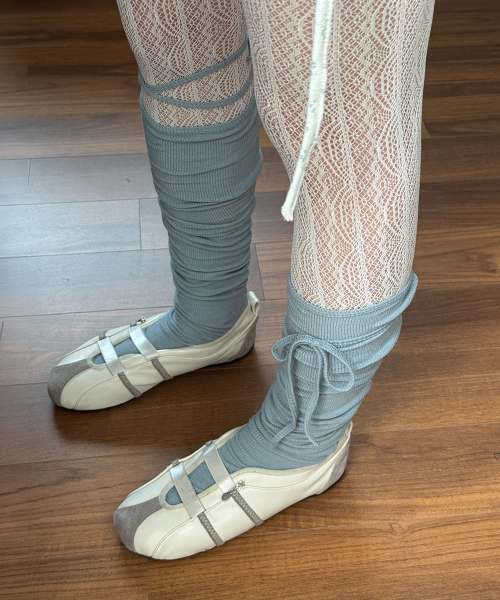 LOGO STRING KNEE SOCKS BLUE