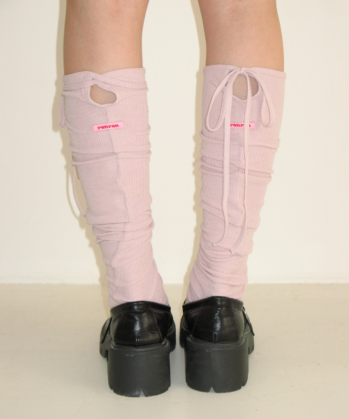 LOGO STRING KNEE SOCKS PINK