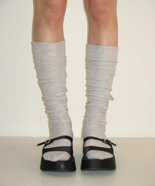 LOGO STRING KNEE SOCKS GREY