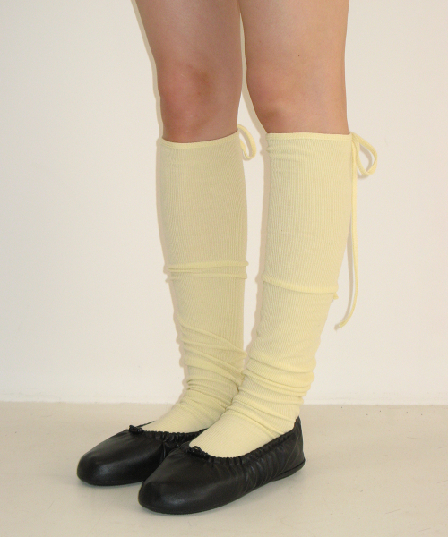 LOGO STRING KNEE SOCKS YELLOW