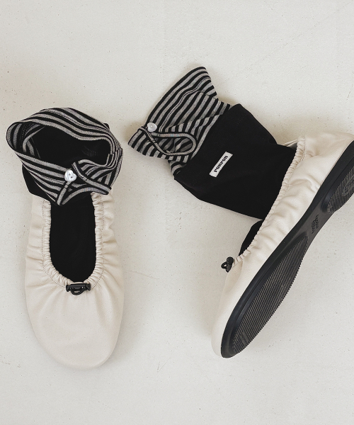LAYERED OPEN TOE LEG WARMERS BLACK STRIPE