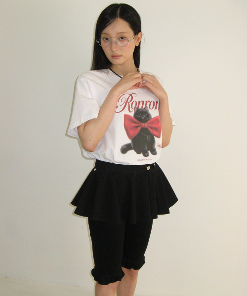 FLARED LAYERED BELT SKIRT BLACK