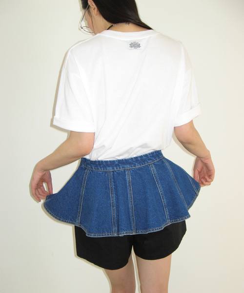 FLARED LAYERED BELT SKIRT MEDIUM BLUE
