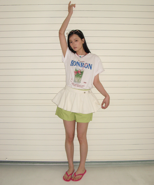 FLARED LAYERED BELT SKIRT WHITE
