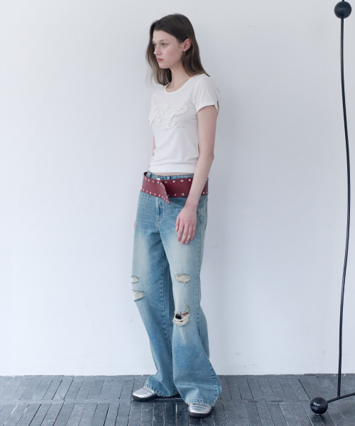 VINTAGE LOW DENIM PANTS LIGHT BLUE