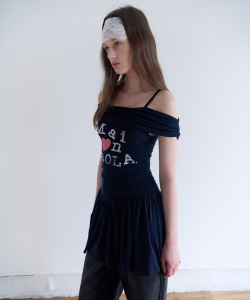 OFF SHOULDER JERSEY ONE PIECE NAVY