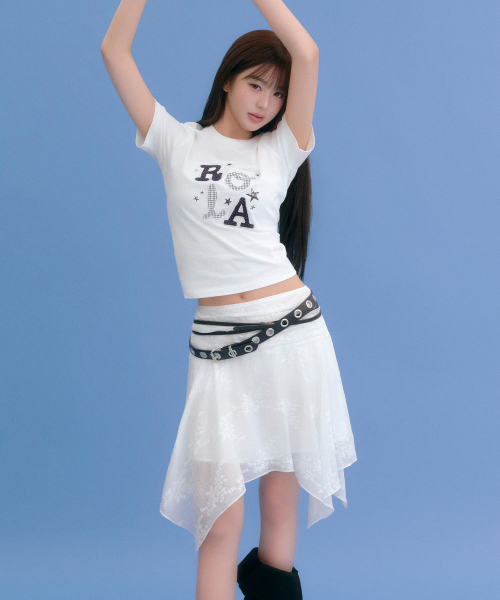 LACE UNBALANCE SKIRT WHITE