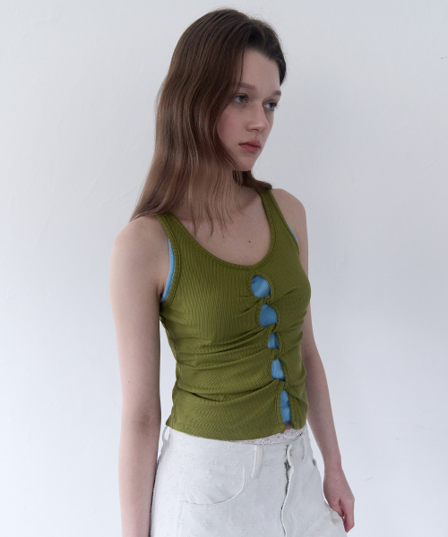 CUT OUT SLEEVELESS TOP OLIVE