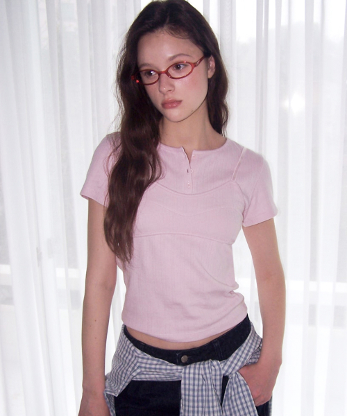 BUSTIER T-SHIRT SET PINK