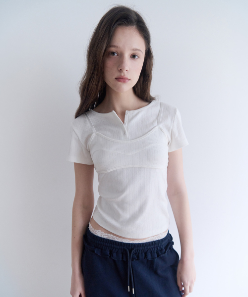 BUSTIER T-SHIRT SET WHITE