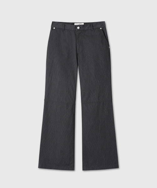 COTTON STRIPE SEMI FLARE PANTS (BLACK)
