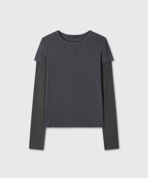 CONTRAST LAYERED LONG SLEEVE (NAVY)