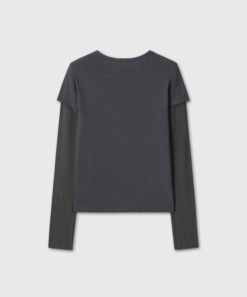 CONTRAST LAYERED LONG SLEEVE (NAVY)