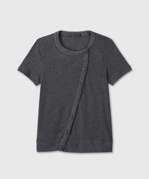 ASYMMETRY COTTON CARDIGAN (CHARCOAL)