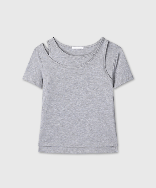 DOUBLE LAYERED T-SHIRTS (MELANGE GRAY)