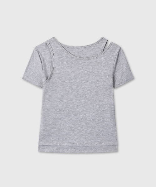 DOUBLE LAYERED T-SHIRTS (MELANGE GRAY)