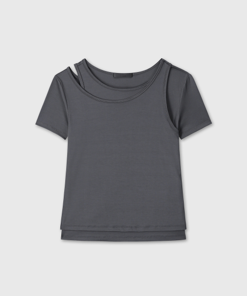 DOUBLE LAYERED T-SHIRTS (CHARCOAL)