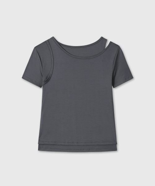 DOUBLE LAYERED T-SHIRTS (CHARCOAL)