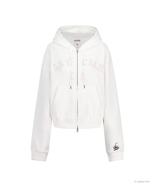 ESTHER BUNNY X AS IF CALIE BUNNY PATTERN APPLIQUE HOOD ZIP UP WHITE