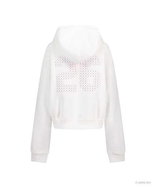 ESTHER BUNNY X AS IF CALIE BUNNY PATTERN APPLIQUE HOOD ZIP UP WHITE