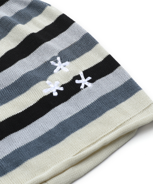 GC084 써머 스타즈 스트라이프 롱 비니 (BLACK)