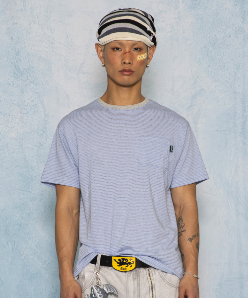 GT168 페이디드 빈티지 스트라이프 티셔츠 (SKY BLUE)