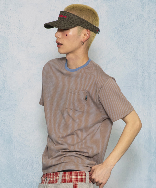 GT168 페이디드 빈티지 스트라이프 티셔츠 (BROWN)