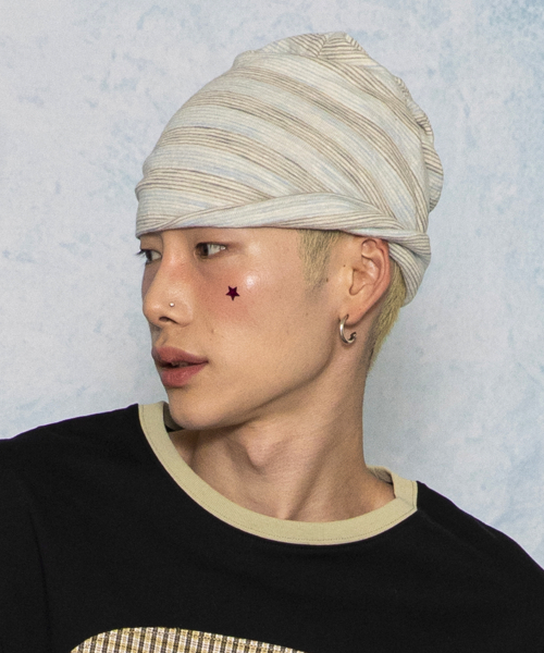 GC085 써머 스티치 스트라이프 스냅 비니 (IVORY)
