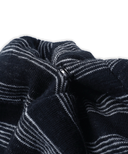 GC085 써머 스티치 스트라이프 스냅 비니 (BLACK)