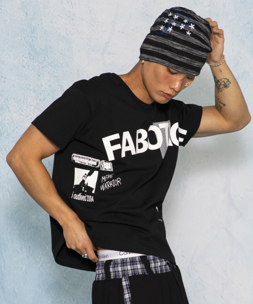 GC085 써머 스티치 스트라이프 스냅 비니 (BLACK)