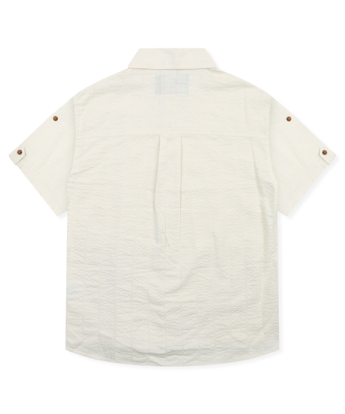 GS019 포켓포인트 시어서커 쿠반 셔츠 (IVORY)