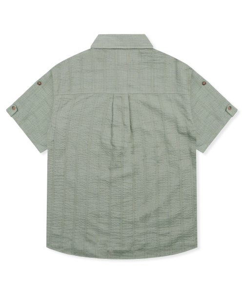 GS019 포켓포인트 시어서커 쿠반 셔츠 (OLIVE)