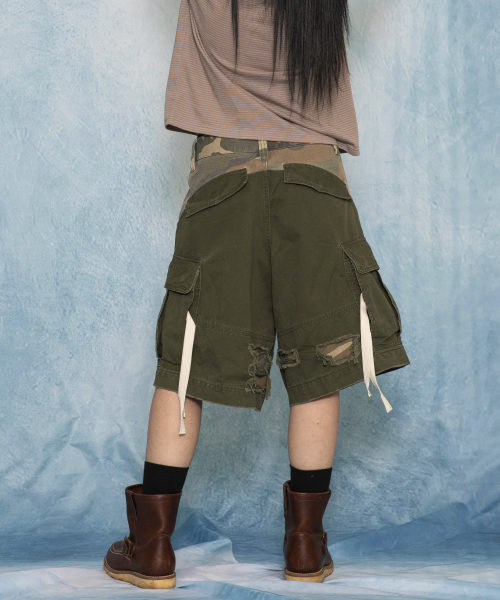 GHP039 카모 믹스드 BDU 카고 쇼츠 (OLIVE)